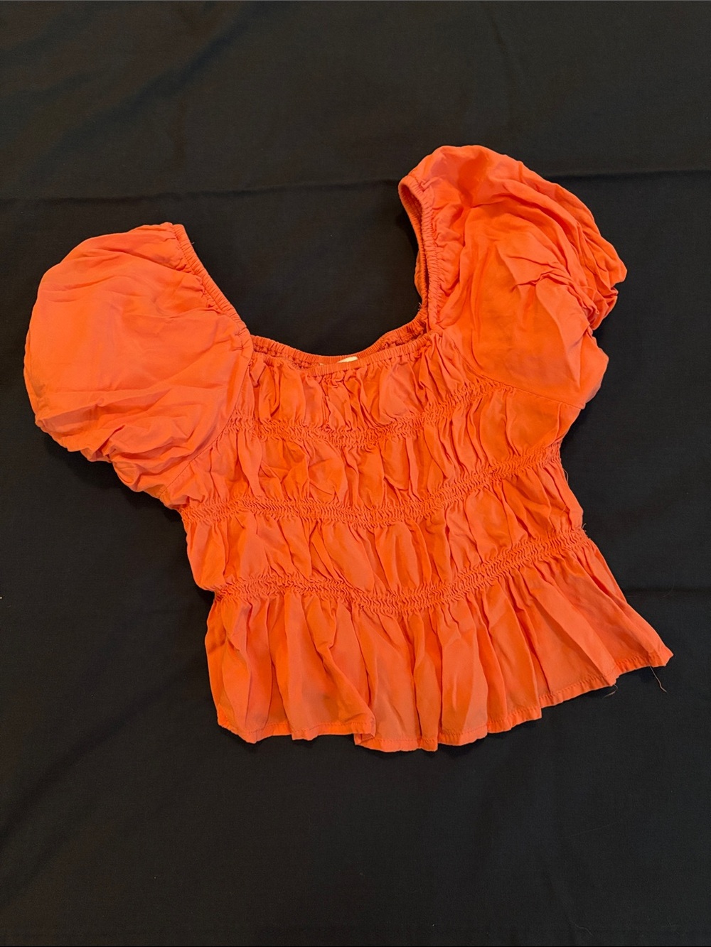 Melon Puff-Sleeve Smocked Women's Top